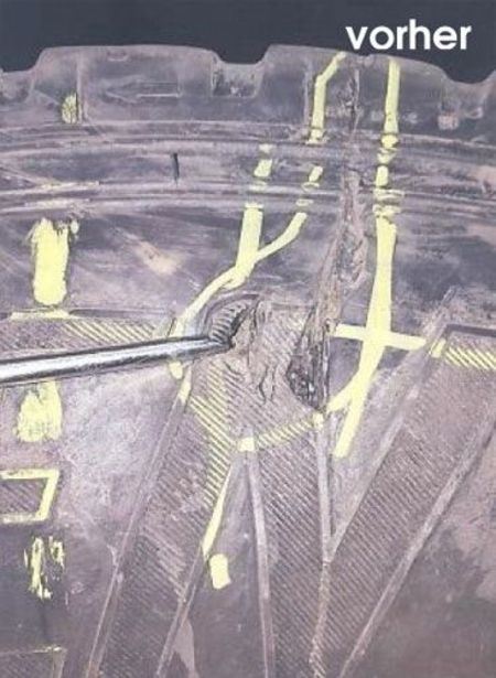 Reparatur einer Seitenwandverletzung - vorher